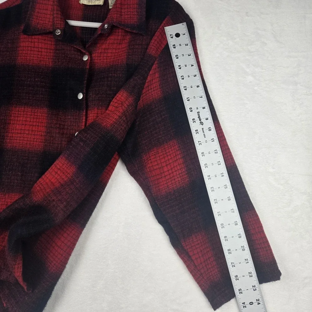 Lemon Grass Women's Red‎ Black Plaid Shacket Size 22W Snaps Wool - Picture 7 of 11